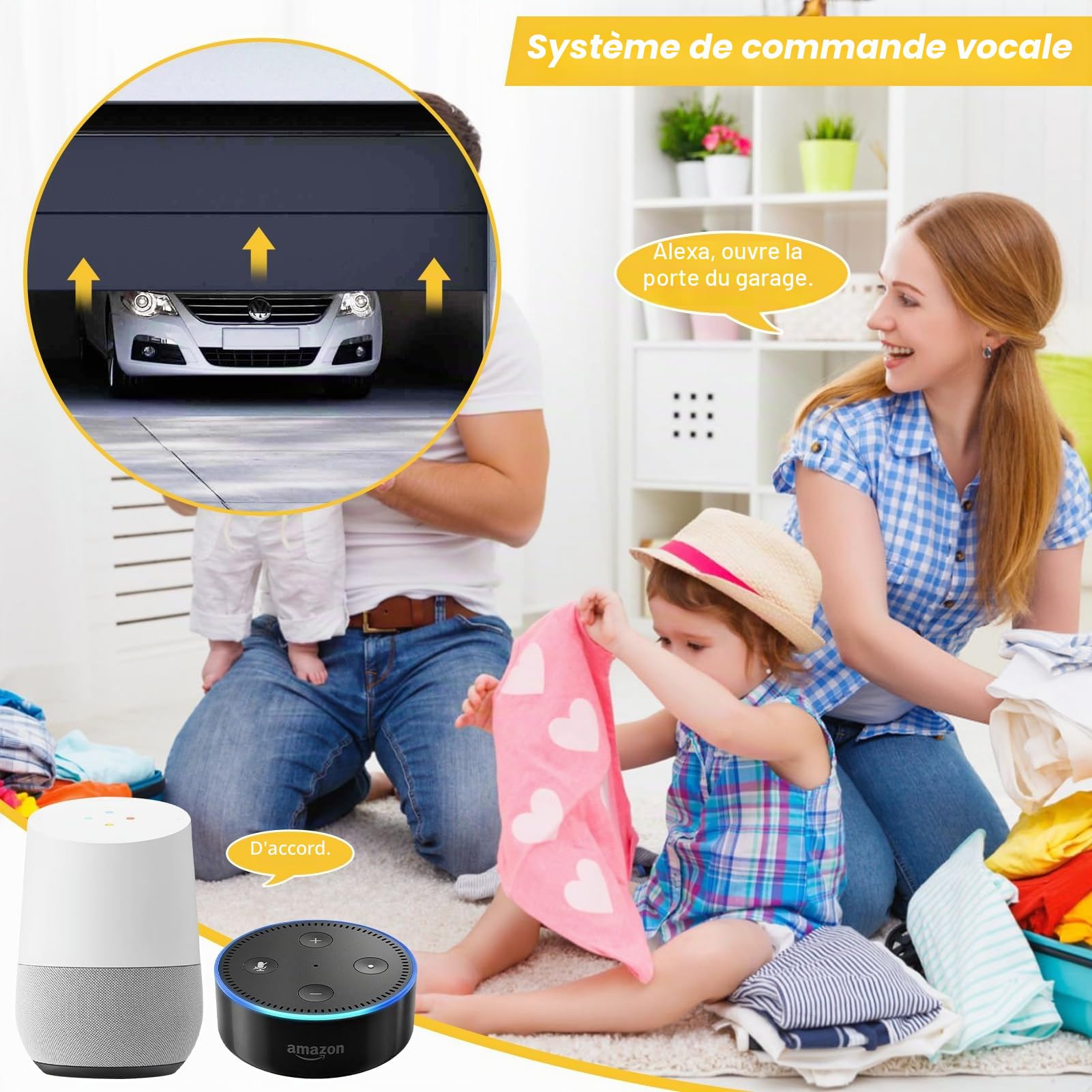 Ouvre-porte de garage intelligent Zigbee, SOARFLY ouvre portail connecté avec application Tuya & Smart Life, module pour ouverture de portail, compatible avec Alexa & Google Assistant, hub non inclus