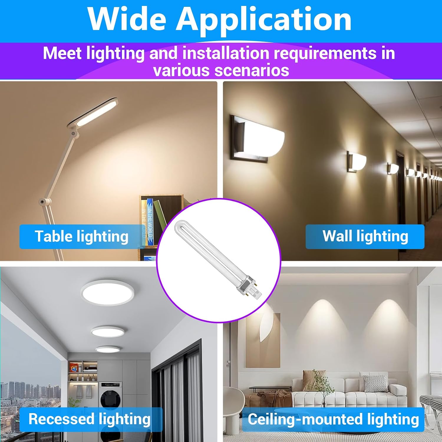 6PCS PL-13W 4100K GX23 Compact Fluorescent Light Bulb | Compatible with Philips PLS13W41, Sylvania CF13DS/841/ECO, GX23 Bulb with 2 Pin Base and 13W Single Tube