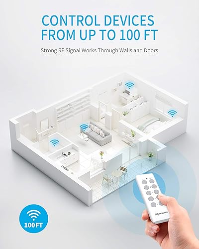 Miniatura 4 de Interruptor de luz inalámbrico mejorado para electrodomésticos, kit de interruptor de luz remoto expandible, alcance de hasta 100 pies, certificado