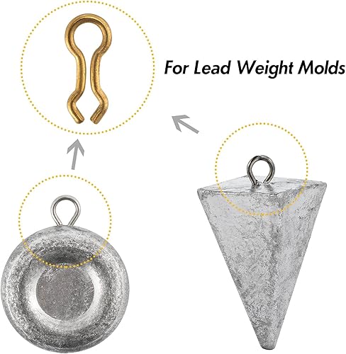 Miniatura 3 de Dr.Fish Ojos de plomada de latón para molde de peso de plomo, ojales de plomada del tamaño de EE. UU. para plomada casera