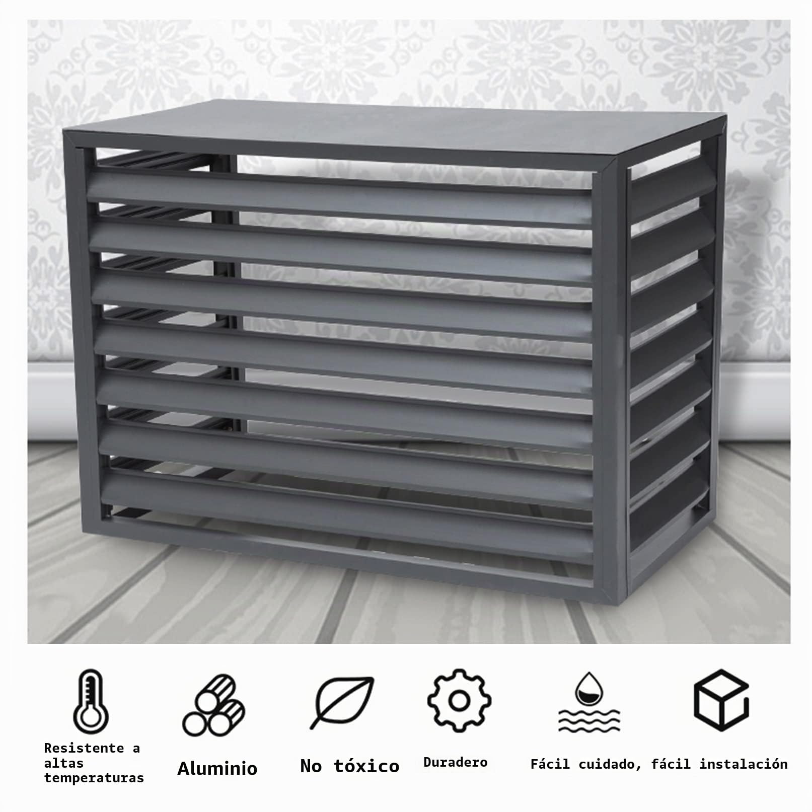 para Aire Acondicionado Cubierta protección Tostado Bombas de Calor Cubierta de Aluminio contenedor de residuos Caja de jardín Caja de residuos Rejilla protección Revestimiento Color Blanco