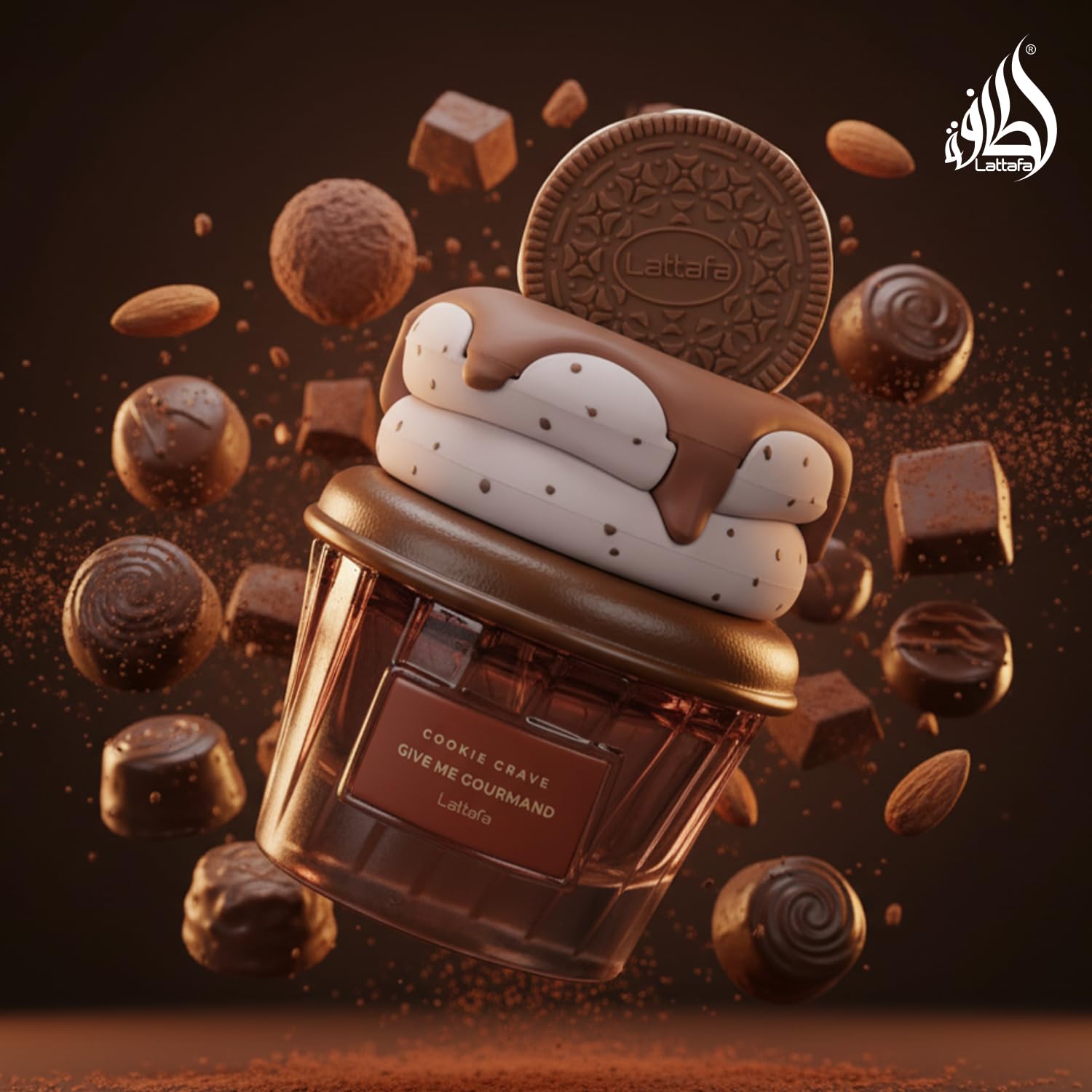 Lattafa Cookie Crave Eau de Parfum, Collection Give Me Gourmand, Parfum Cookie Vanille, Beurre de Cacao et Notes de Sucre, Forme Vaporisateur, Parfum Mixte 75ml