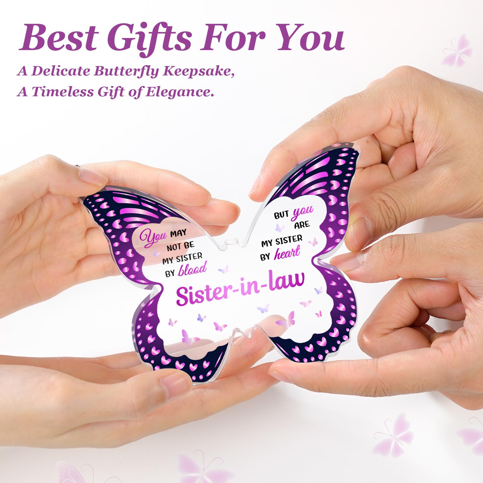 Sister In Law Gifts, Gifts for Sister In Law, Birthdays Mothers Day Thanksgiving Christmas - Butterfly 5x3.8 IN Acrylic Decorative Plaques