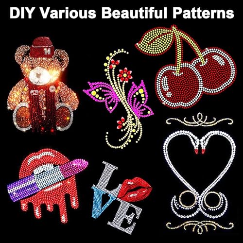 Glteck Hotfix Applicator, Bedazzler Kit With 5784 Pcs Rhinestones For Crafts, Diy Hot Fix Rhinestone Applicator Wand Setter Tool With 7 Tips, 6 Pattern Templates, Gloves, Tweezers & Cleaning Brush #TOP1