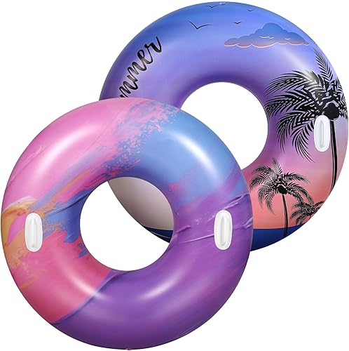 Miniatura 11 de HeySplash Tubos de piscina para adultos, flotadores grandes de piscina de 42 pulgadas con asas, anillos inflables de natación, flotadores divertidos