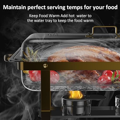 Miniatura 3 de Juego de 2 platos para bufé, platos de alta calidad de 8 cuartos de galón para bufé, chafers y calentadores de bufé para cumpleaños, boda, diseño de