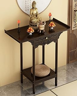 Meditation Table, Prayer Altar, Asian Style, 26x13x39.4in, Wooden (Dark)