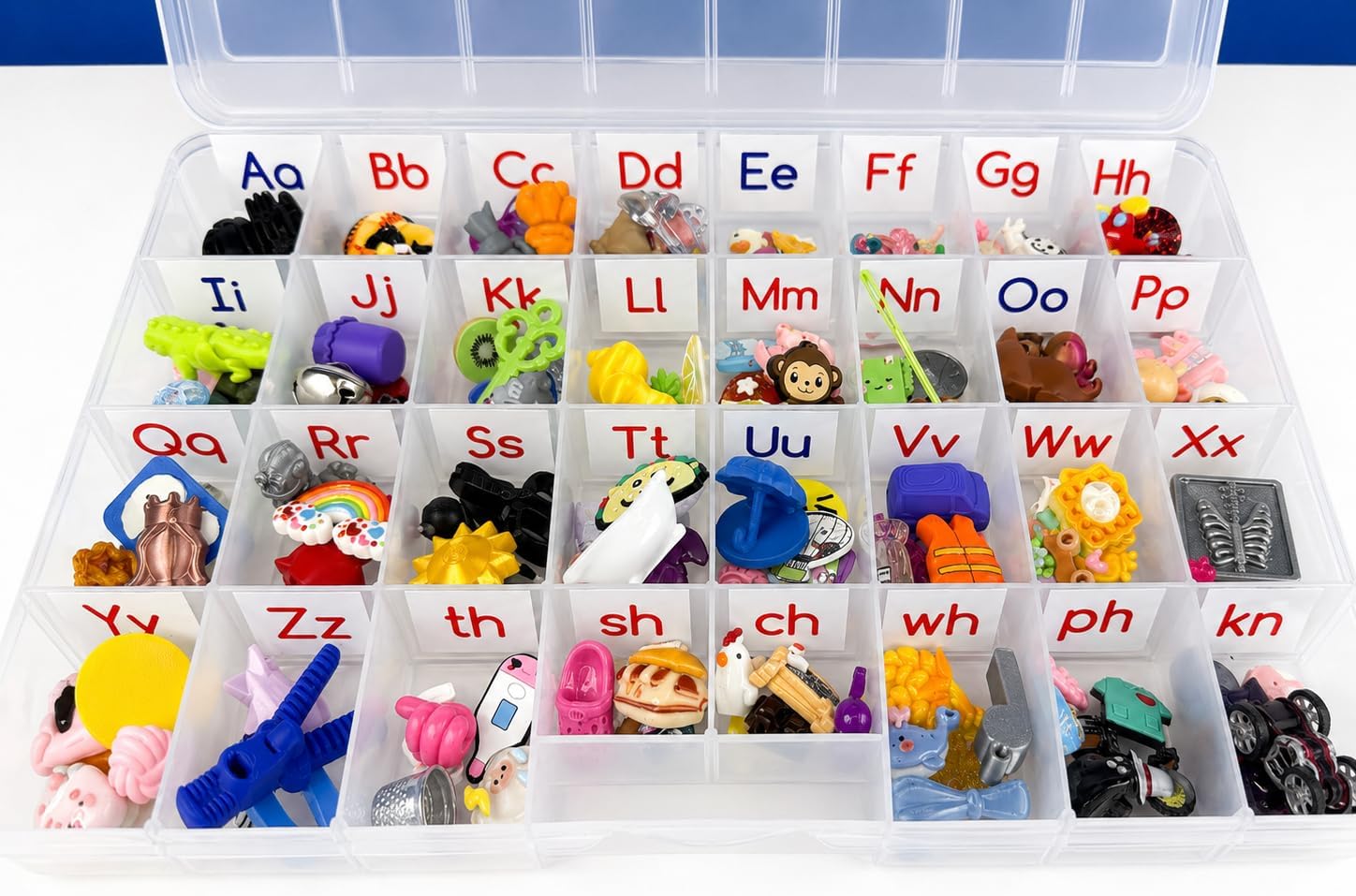 Say & Play Alphabet Objects Set, Phonics & Digraphs Learning Kit with Storage Case, 5 Objects per Sound, Montessori Sound Objects for Early Literacy, Speech & Language Learning, Ages 3+