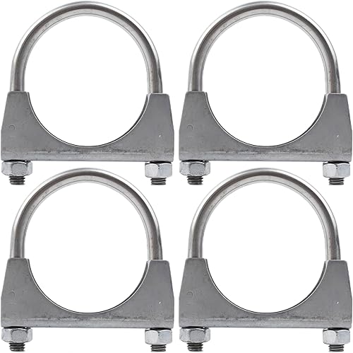 Silenciador de perno en U de acero inoxidablesuspensión de abrazadera de escape (2.5 pulgadas), paquete de 4