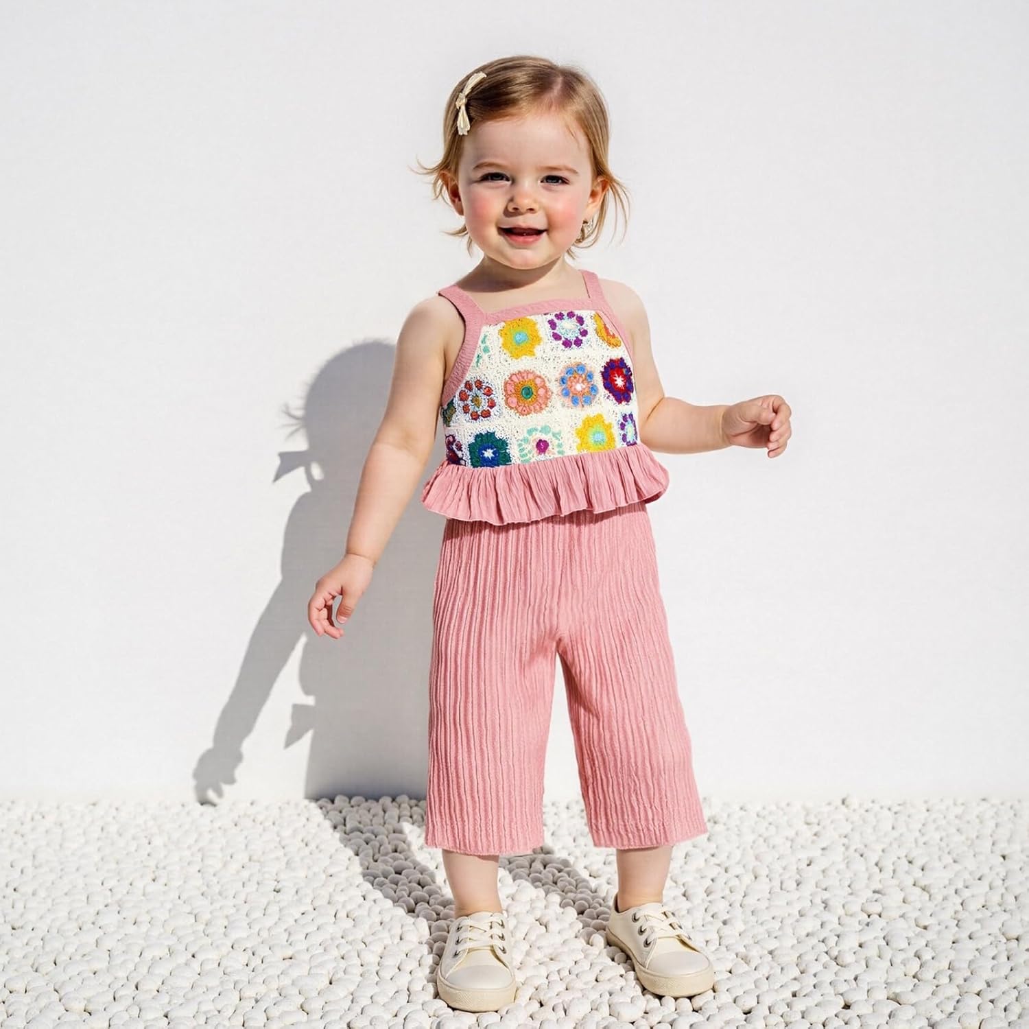 Baby Girl Outfits Crocheted Ruffled Camisole And Elastic Pants Set 6 12 18 24 Months 2 3 4 T - Image 3