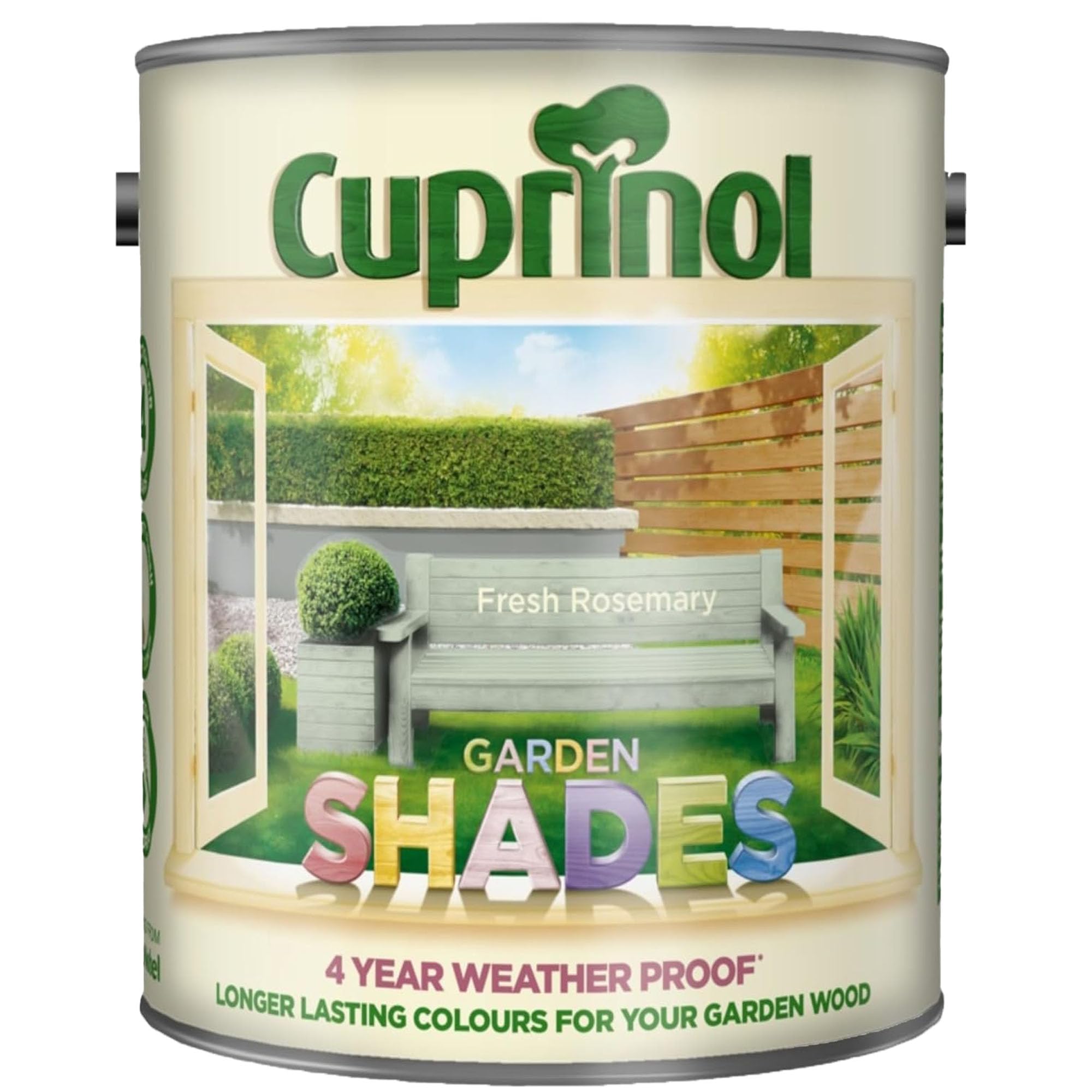 DUAYRA Garden Shades Paint | Quick Drying Water Based | For Garden Fence, Shades, Benches, Terracotta, Brick, Stone | Exterior Wood Furniture | Long Lasting (Fresh Rosemary, 1 Liter)