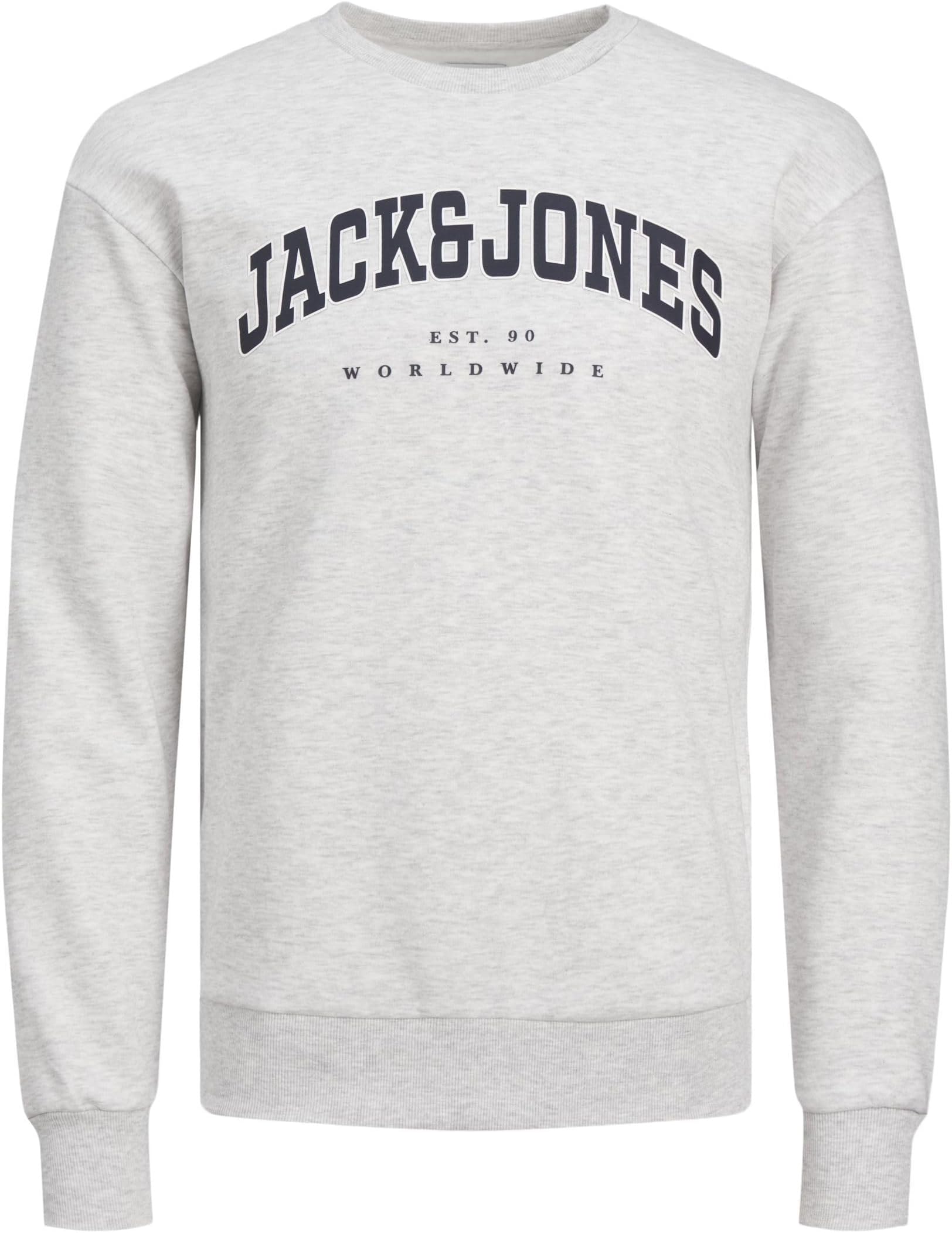 Jack & Jones CALEB VARSITY SWEAT CREW NECK Junior Men Sweatshirt,White Melange,164