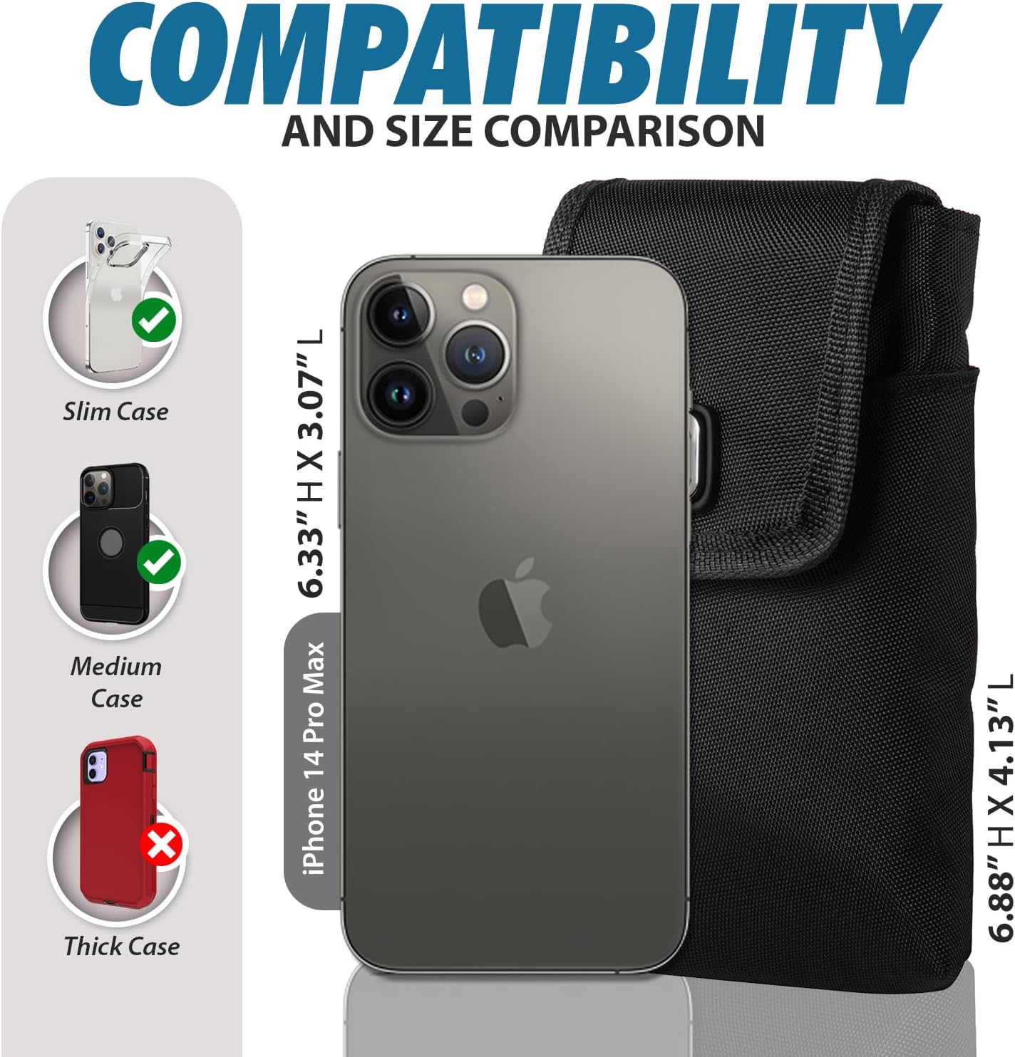 Ranboo Phone Holster Fit for iPhone 17 Pro Max Samsung Galaxy A15 S25 Ultra S24 Ultra S23 Ultra Nylon Crossbody Purse Arm Band Bag Cell Phone Pouch Case with Belt Clip Belt Loop Shoulder Strap (Black) - Image 2