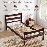 Vista 4 de Giantex Wood Twin Bed Frames with Headboard, Modern Platform Bed with Wooden Slats Support, Under-Bed Storage Space, No Box Spring Needed, Twin Bed