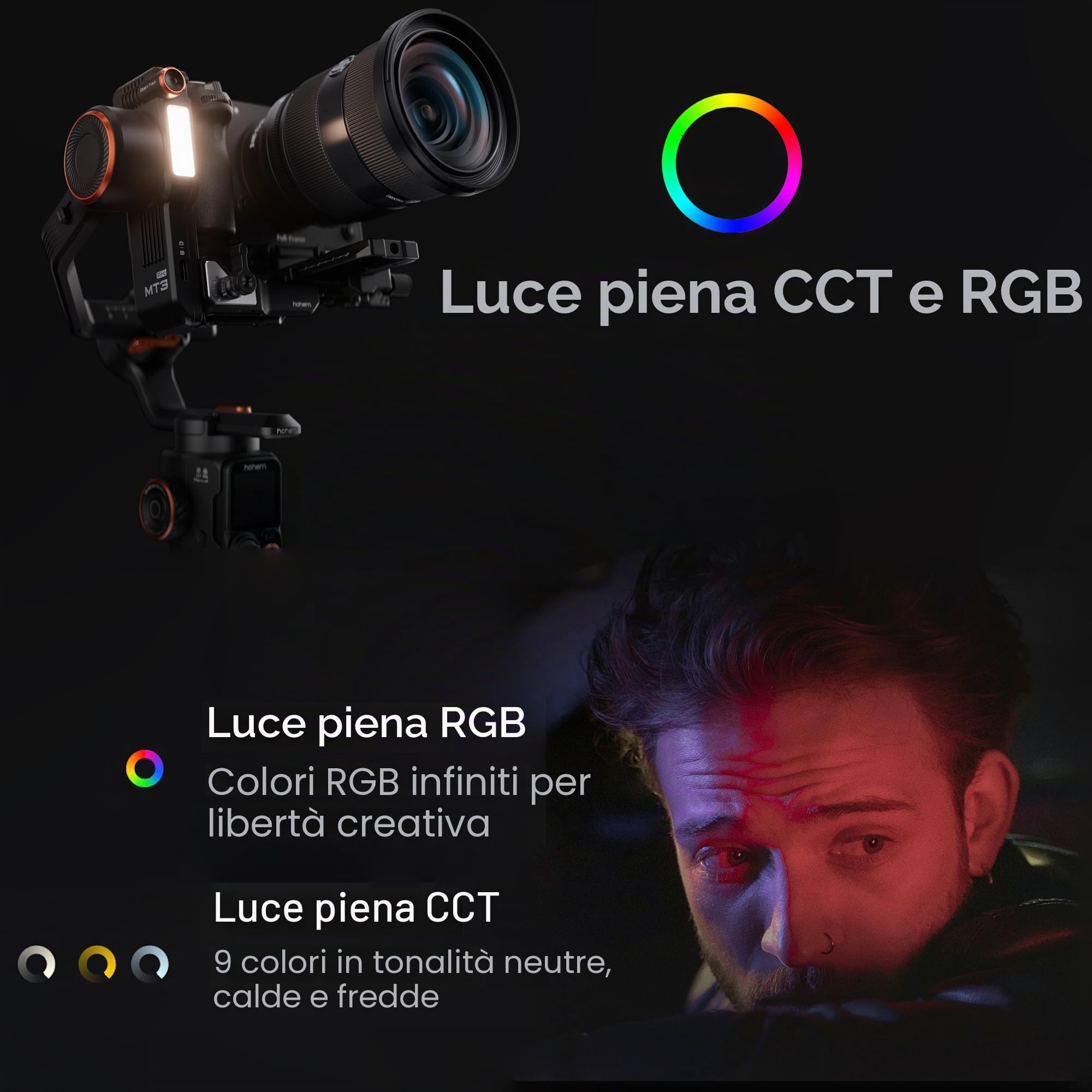 Hohem iSteady MT3 Pro Kit Gimbal Stabilizzatore per Fotocamera, con AI Tracker e Telecomando Live Feed Rimovibile, Manopola Rotante Bidirezionale, Follow Focus, Rotazione Verticale Rapida, Capacità di