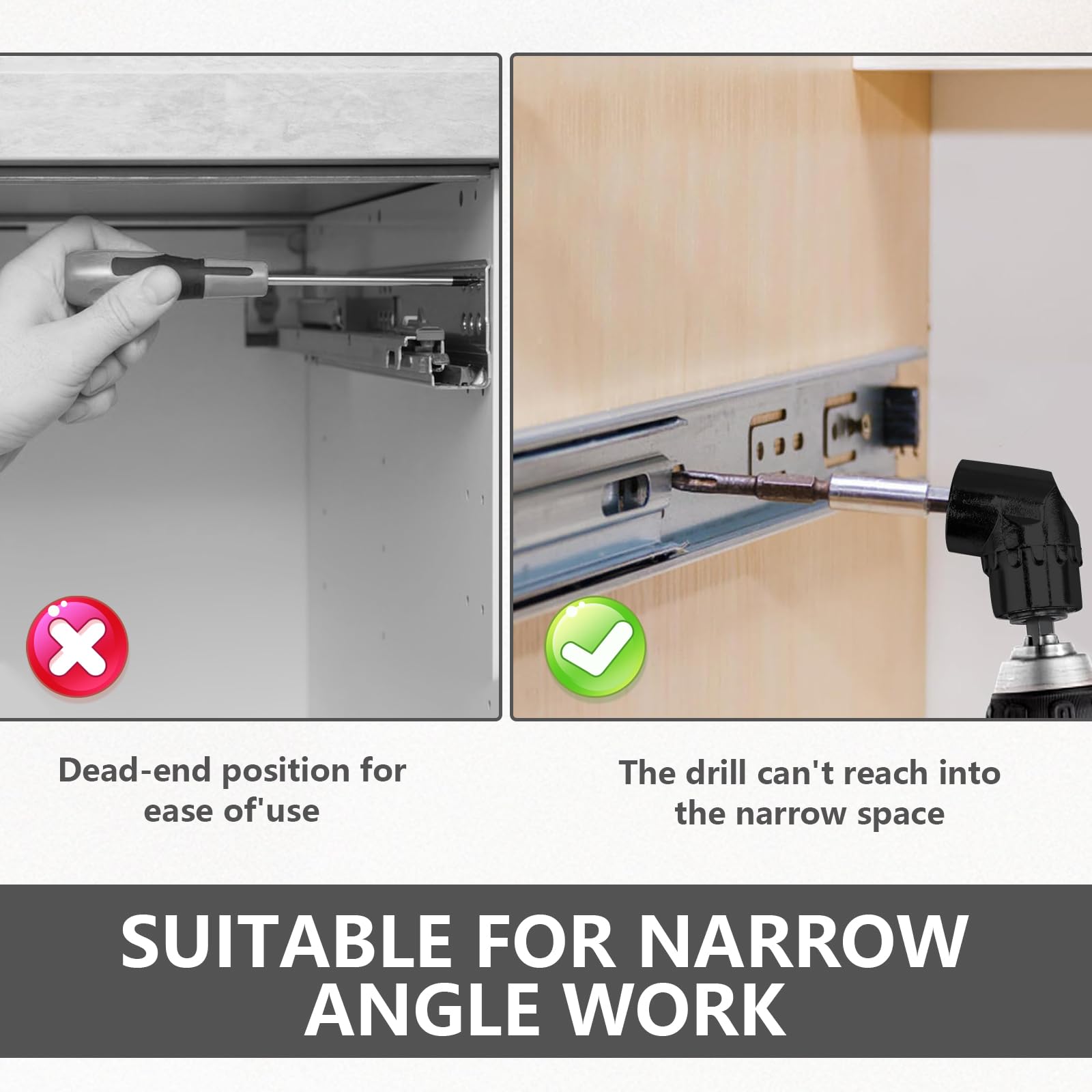 2 Pcs Right Angle Drill Attachment 105 Degree Right Angle Drill Driver Short Angle Screwdriver Angle Drill Attachment 105 Degree Angle Screwdriver Adapter for Narrow Workspaces (Black) - Image 4