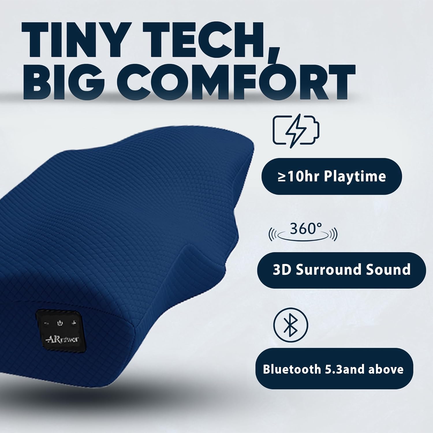 Butterfly Shape Cervical Memory Foam Pillow for Neck Support, Neck Contour Cervical Orthopedic Bed Pillow, Ergonomic Design, Built-in Wireless Bluetooth Music, Free Pillowcase Included (Blue)