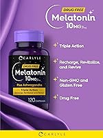 Vista 6 de Carlyle Melatonin 10mg 120 Capsules with Ashwagandha Triple Strength Formula Non-GMO, Gluten Free Supplement