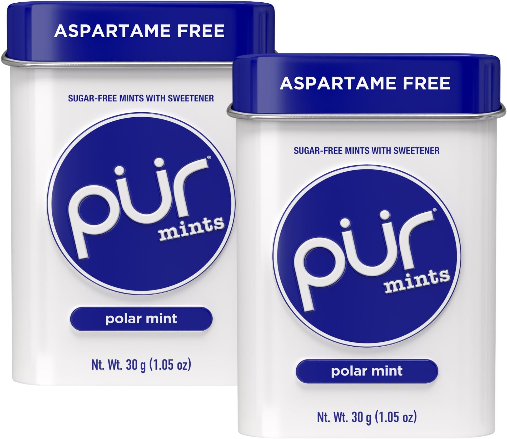 PUR Mints | Aspartame Free | Made with Xylitol | Sugar Free, Vegan, Gluten Free & Keto Friendly | Natural Polar Mint Flavored Mints, 30 Pieces (Pack of 2)