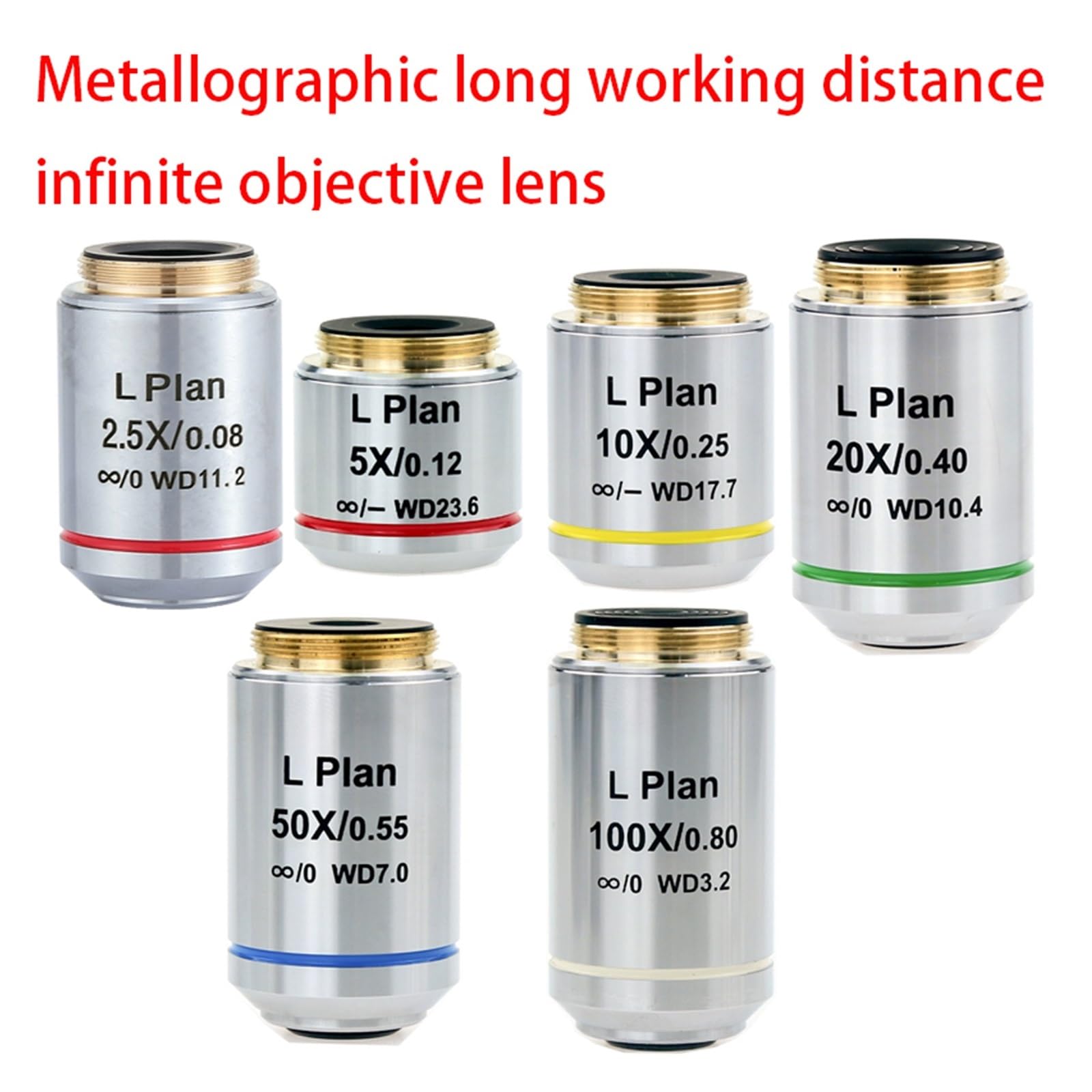 Microscope Objective, Lente metalúrgica Plana acromática Infinita
