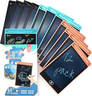 Riff Ruffle Goodie Gifts LCD Writing Tablet for Kids - 12-Pack Writing Tablets, 6.5" Doodle Board, One-Click Erasure, Easy to Use Drawing Board - LCD Tablet Writing Board Gifts, Kids Drawing Pad Toys