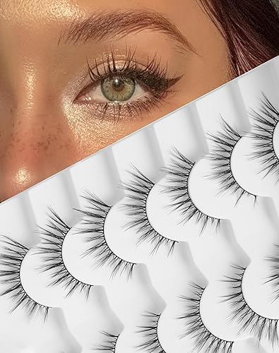 Pestañas de ojo de gato, pestañas de aspecto natural, pestañas onduladas de visón sintético, pestañas de visón sintético de 0.709 in, Postizas