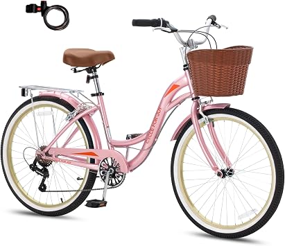 Beach Cruiser Bike for Women, 7 Speed Womens Bike
