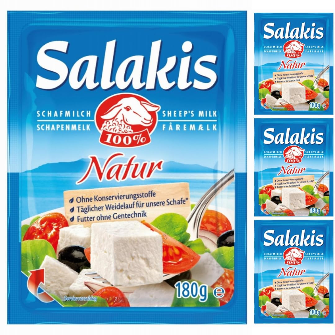 Mit Pufai Grocery, Salakis Schafskäse Natur 180 Gramm x 4 Stück [Frischegarantie]