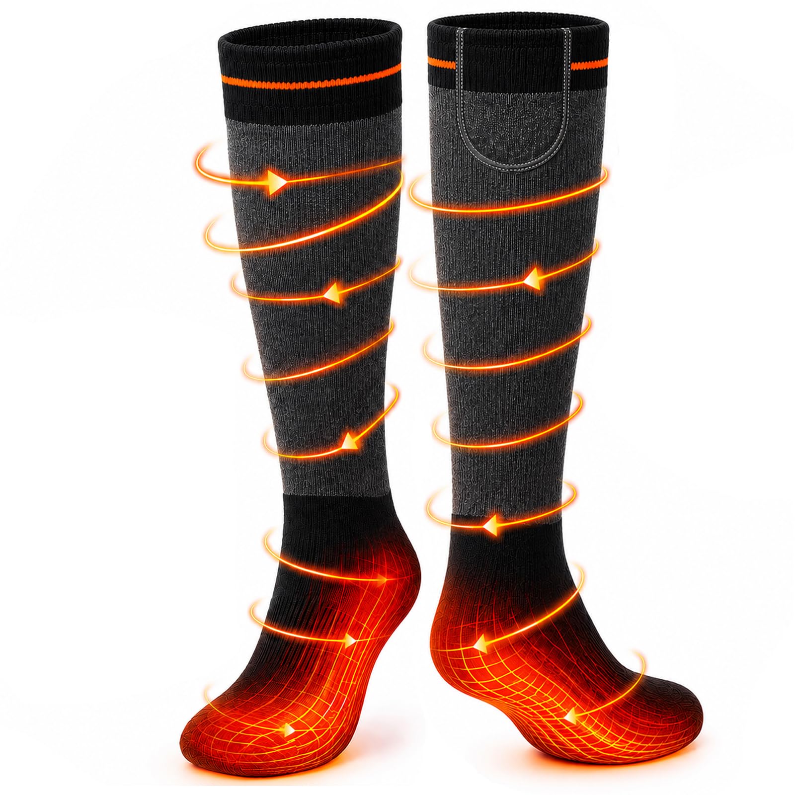 Chaussettes chauffantes rechargeables pour homme et femme - Batterie 5 V 6000 mAh - Chaussettes chauffantes électriques avec 3 niveaux de chaleur - Zone complète des pieds - Chaussettes thermiques
