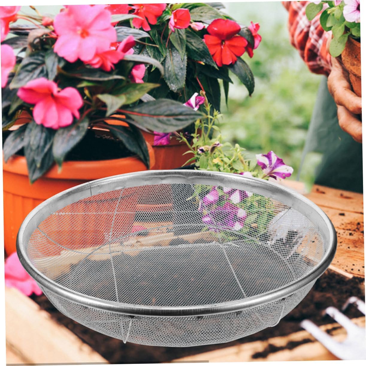 Mipcase Garden Soil Sifting Pan Heavy Duty Soil Sieve for Gardening Easy to Clean Mesh Sieve Strainer