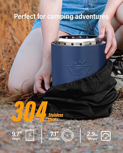 Miniatura 3 de YEFU Hoguera de mesa de 9.7 x 7.1 pulgadas, estufa de campamento con control de intensidad de llama para exteriores y patio, alimentada por pellets