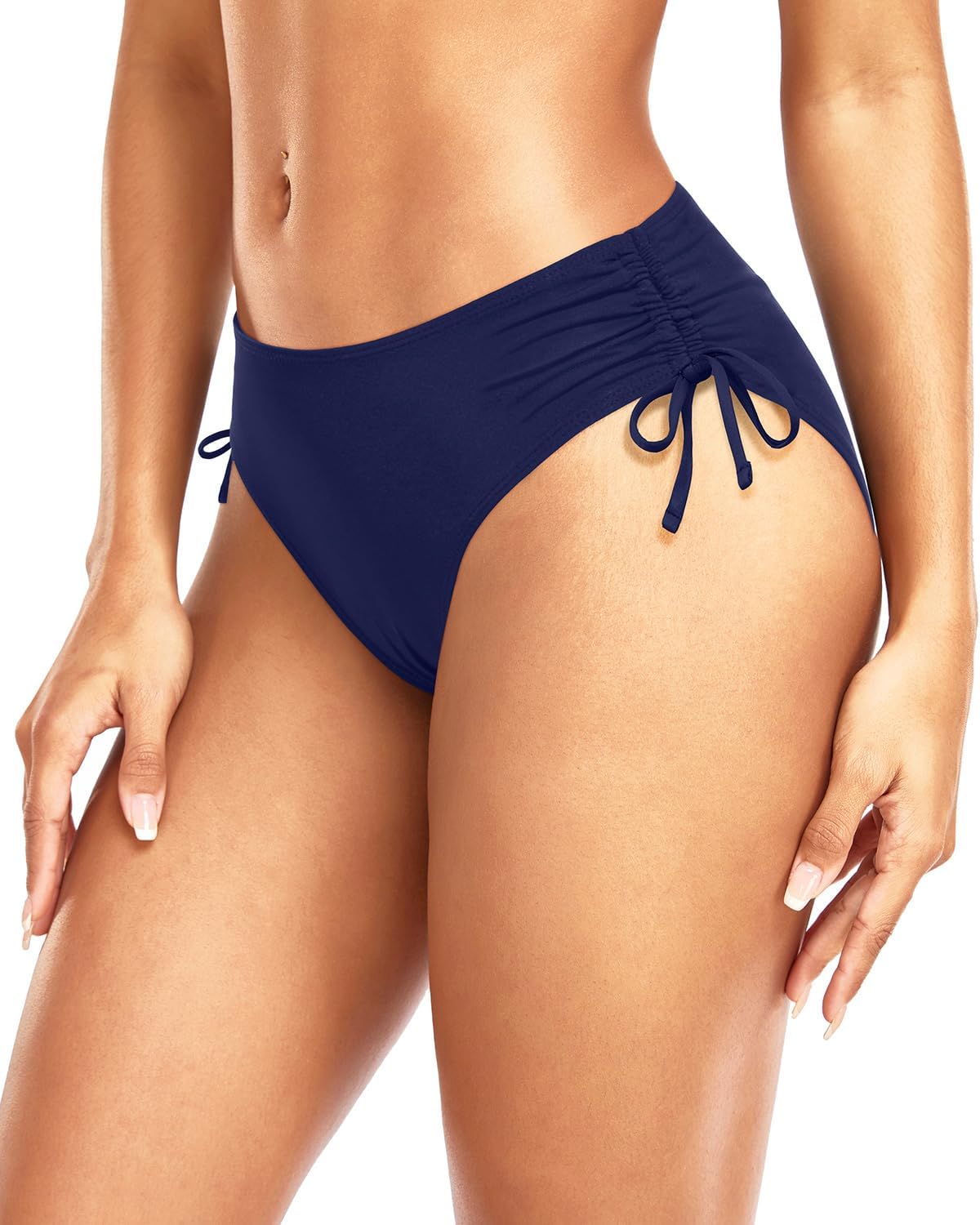 Daci Women Mid Waist Bikini Bottoms - Full Coverage Swim Bathing Suit Bottom Side Tied Swimsuit Bottoms