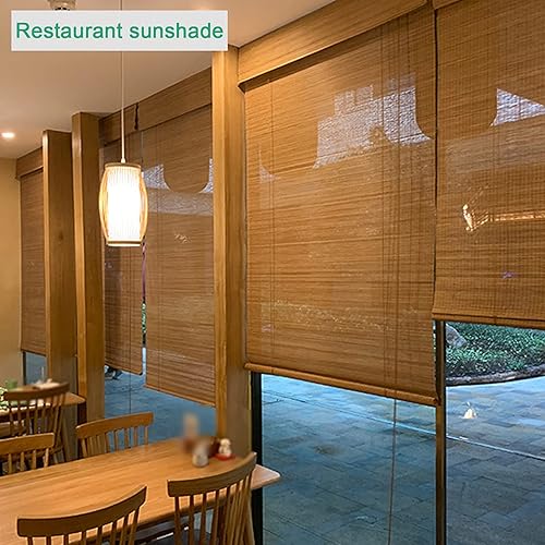 Miniatura 3 de Persianas enrollables de bambú marrón carbonizado retro para ventanas, filtrantes de luz, cortinas enrollables de bambú, transpirables, cortinas