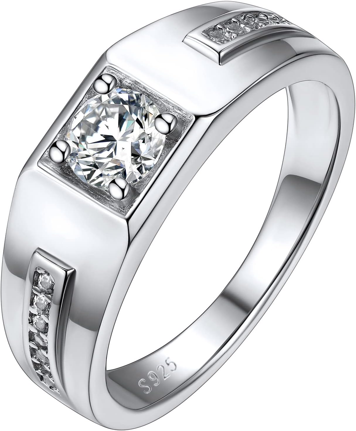Silvora Sterling Silver Rings for Men Women, Shiny Cubic Zirconia Wedding Bands with Delicate Gift Packaging, Personalized Customizable