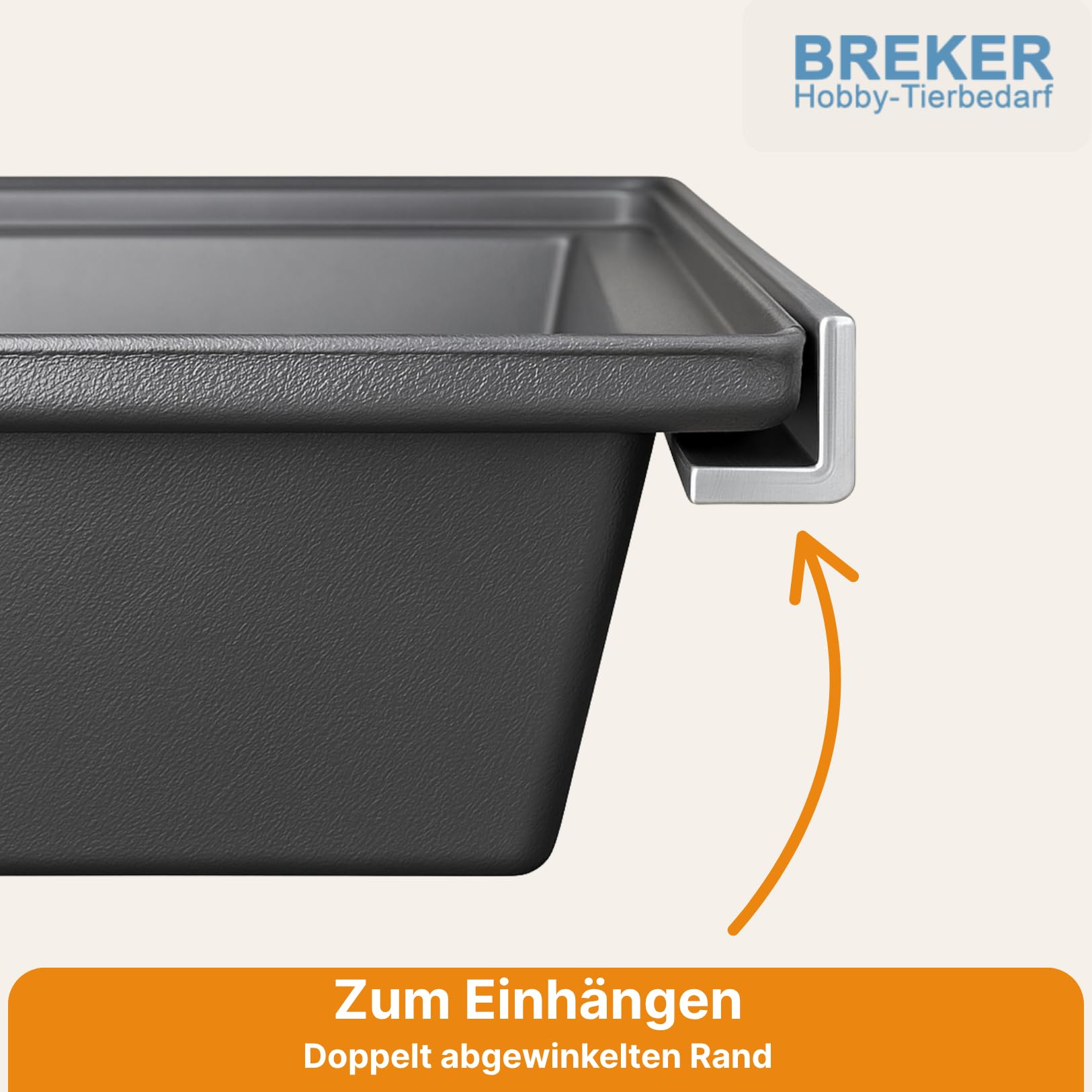 Breker Kunststoffwanne 60x60cm [geeignet als Kotwanne] 36 Liter Fassungsvolumen | Allzweckwanne | Plastikwanne | Schwarz