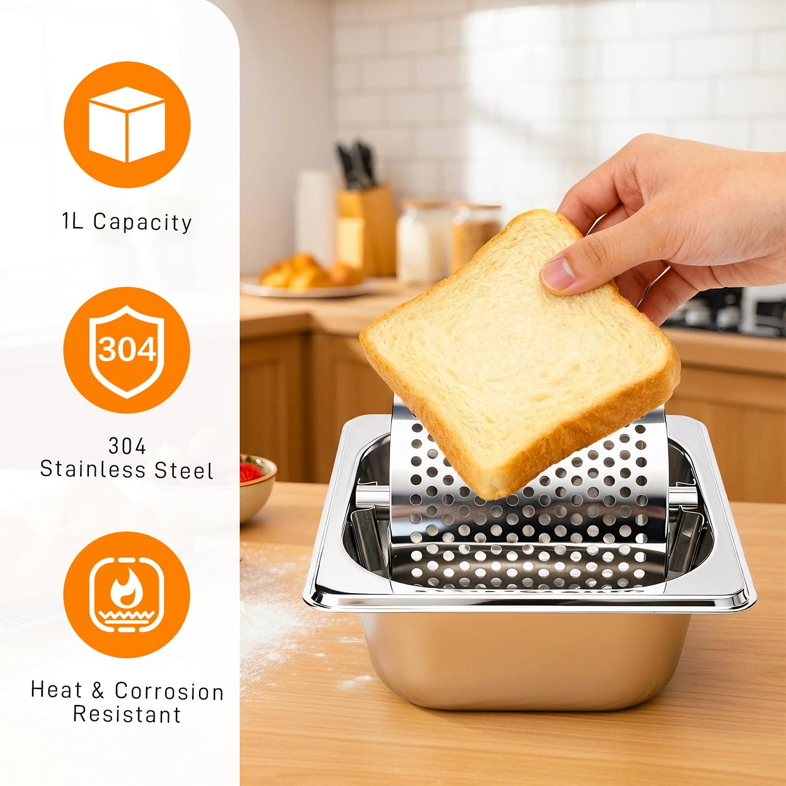 Rouleau à beurre pour petits pains avec presse à hamburger de 14 cm et spatule à griller – Capacité de 0,9 kg – Kit de grille pour tartiner uniformément le beurre fondu sur le pain, les hamburgers et