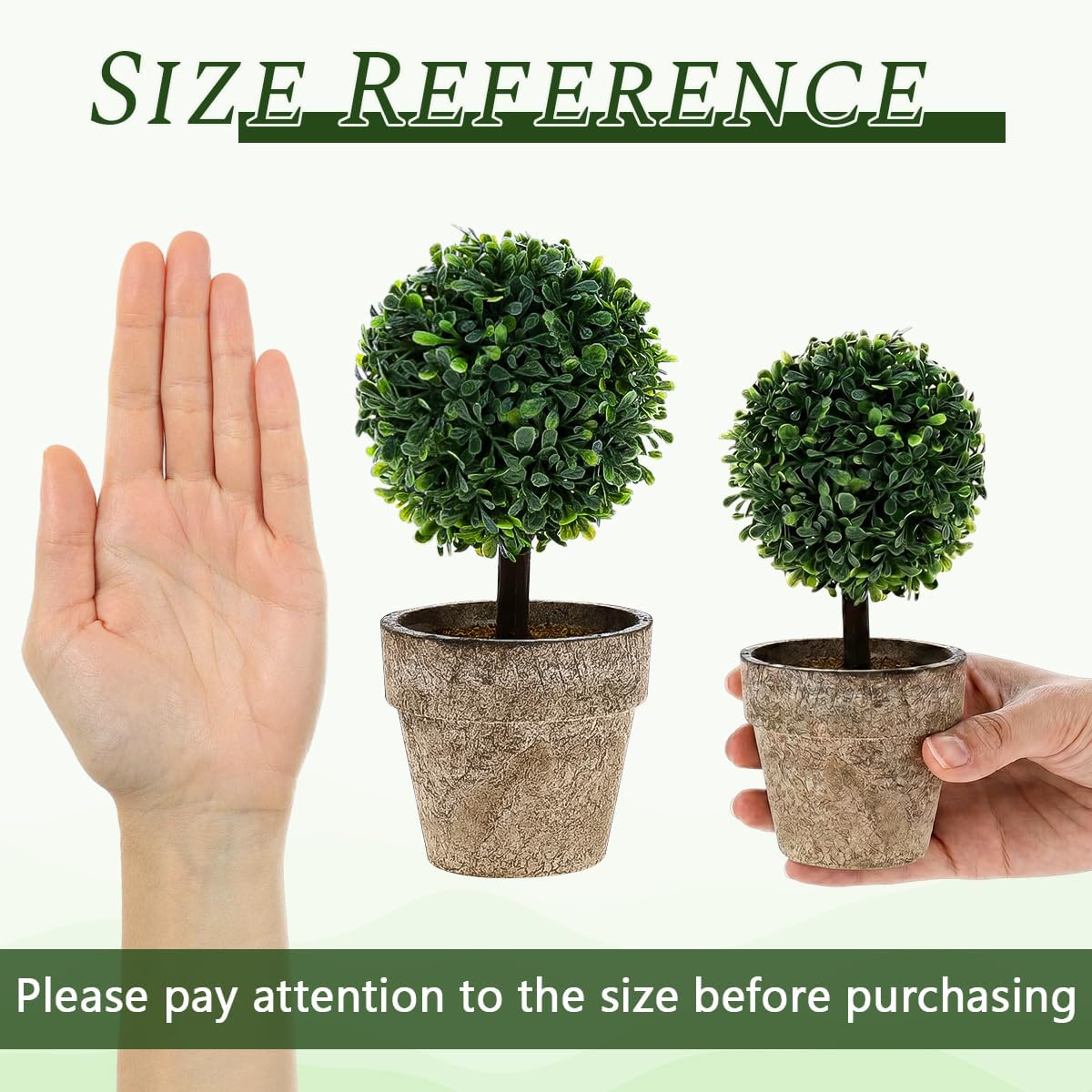 Woration Artificial Green Grass Ball Potted Fake Small Boxwood Topiary 2pcs