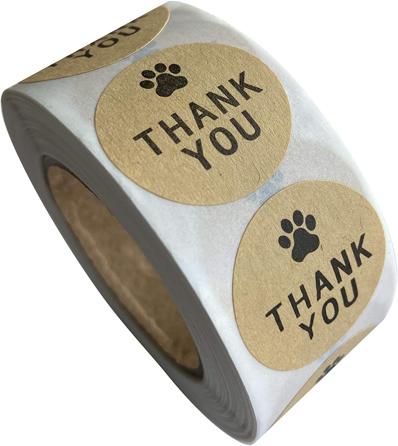 Kraft Paw Print Thank You Stickers 1 inch Round Dog Puppy Paw Print Cute Thank You Labels Total 500 Stickers Per Roll