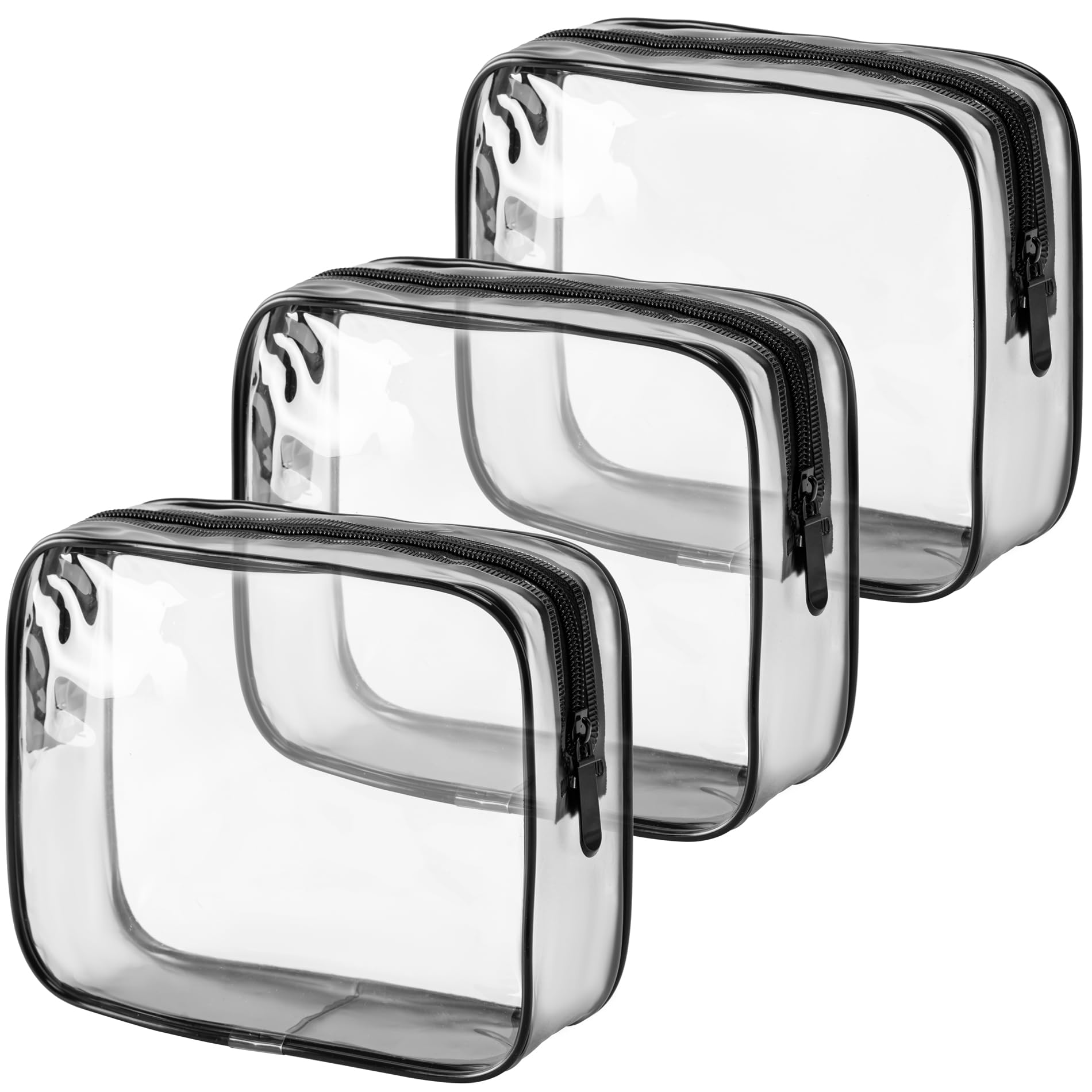 MODENGKONGJIAN Bolsa de aseo aprobada por la TSA, 3 bolsas transparentes para artículos de tocador, tamaño de cuarto de galón, bolsa de maquillaje para mujeres y hombres, bolsa de transporte