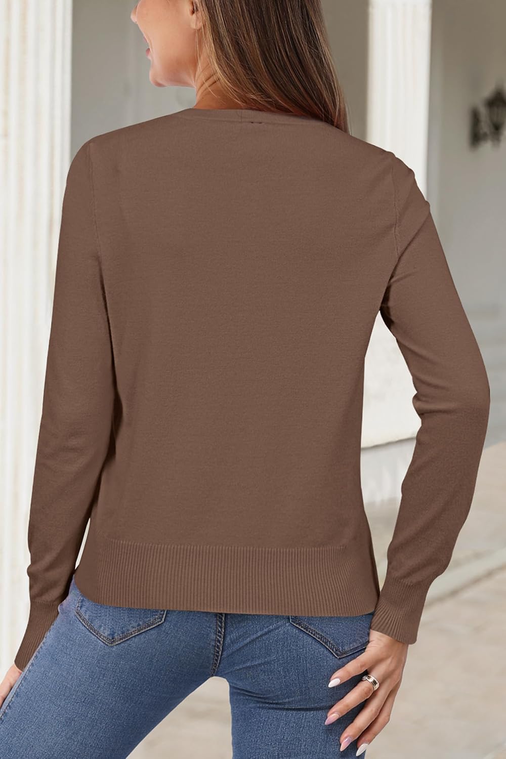 Newshows Women's Lightweight Button Down Cardigan Long Sleeve Casual Crew Neck Soft Knit Cardigans Sweater Tops - Image 5