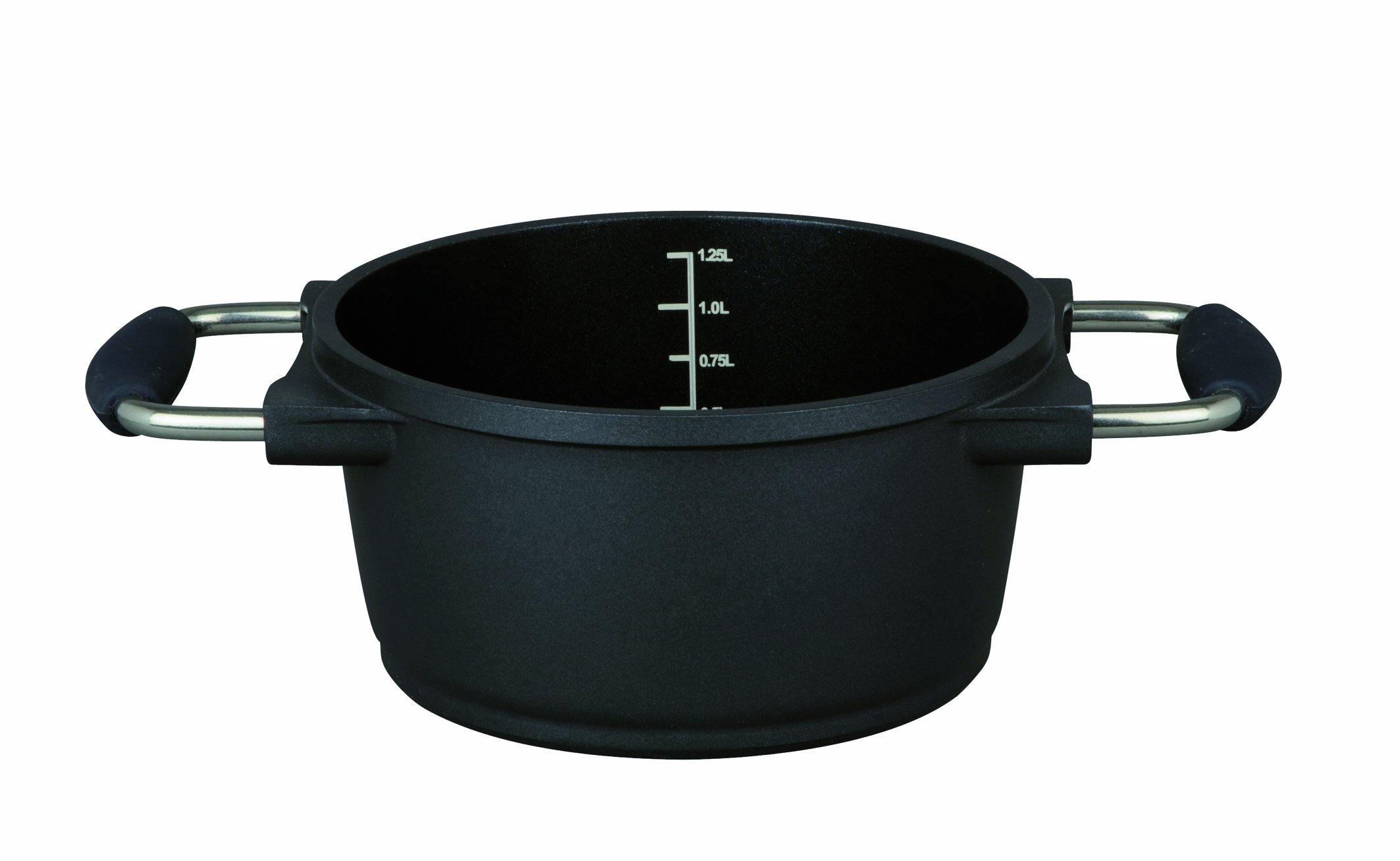 GSW Stahlwaren GmbH Cast Aluminium Cooking Pot, Black, 16 x 8.5 cm, 1.3 Litre