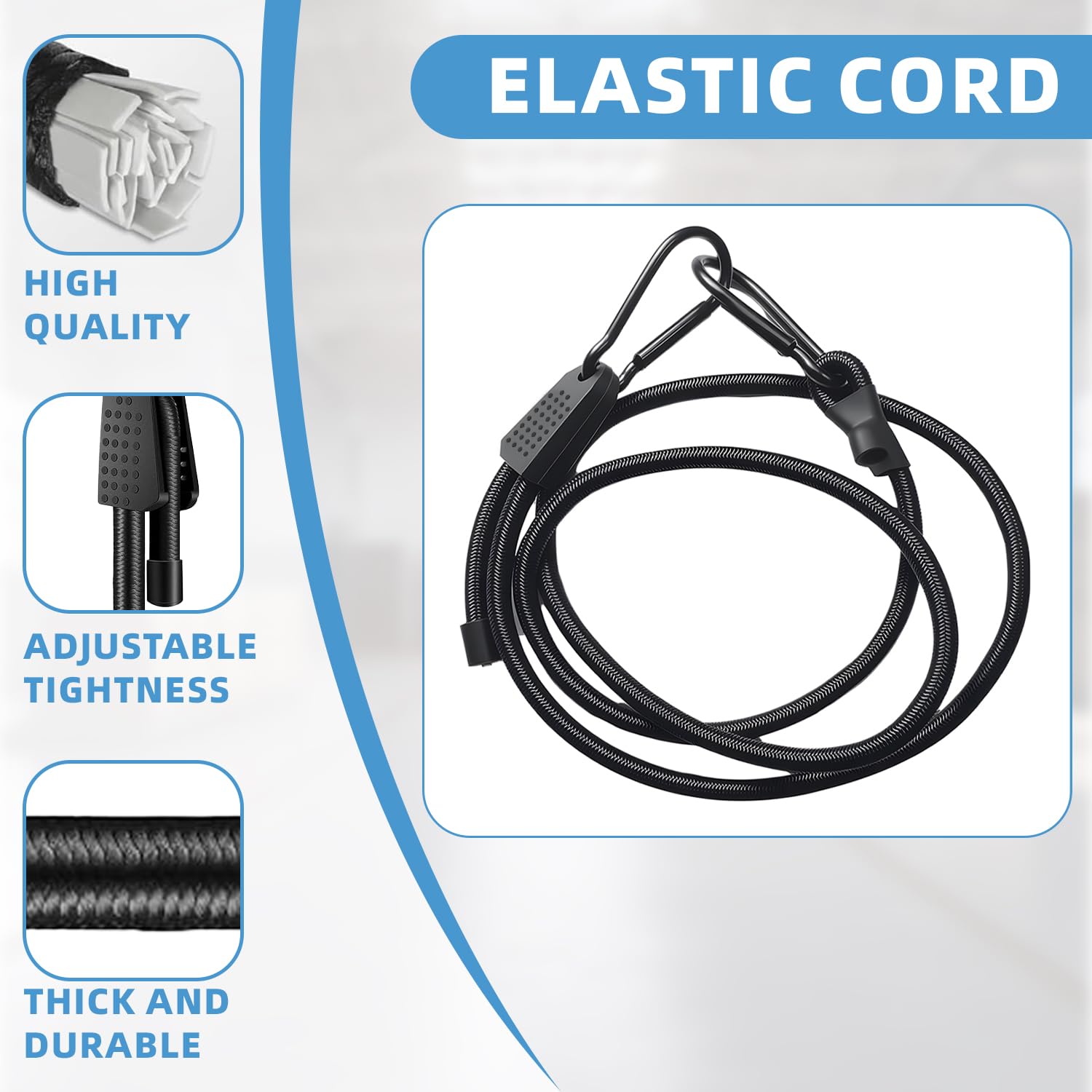 Pulpos Elásticos Ajustables, 4 Piezas Pulpos Elasticos con Gancho 100 cm, 2,6 Veces Más Flexible Cuerda Elástica con Gancho para Transporte de Equipaje, Toldos, Cajas de Carga, Camping, Negro