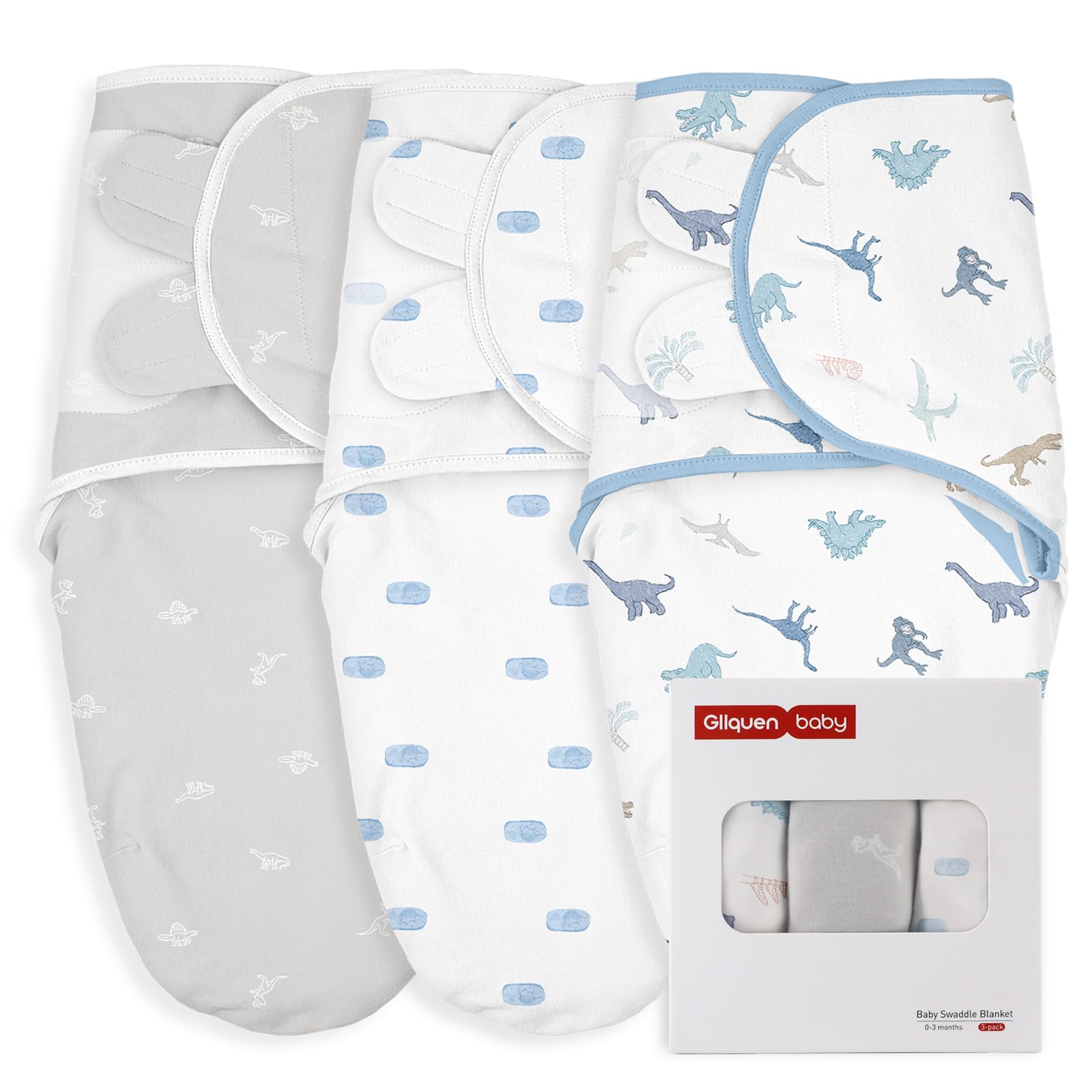 GLLQUEN BABY Baby Swaddle Wraps for 0-3 Months Newborn,Oeko-tex100,100% Breathable Organic Cotton Fabric Swadding Blankets,3 Pack(New Grey) — view 14