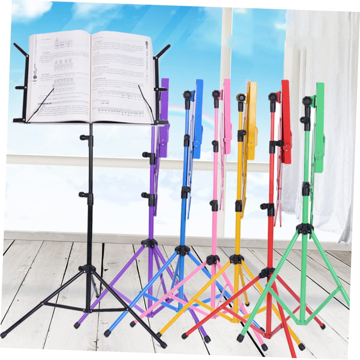 Supporto Pieghevole per Spartiti Musicali Regolabile in Altezza, Leggio in Metallo Piedini Antiscivolo, Leggero e Stabile per Musicisti e Strumenti Portatili