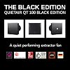 Airflow QT100T Black Extractor Fan 25L/s Flow - Adjustable Delay Start & Timer Over run – 100mm Duct- German Made, QuietMark Certified 25 dB, 2-Speed Options, Energy Efficient 5W/9W,