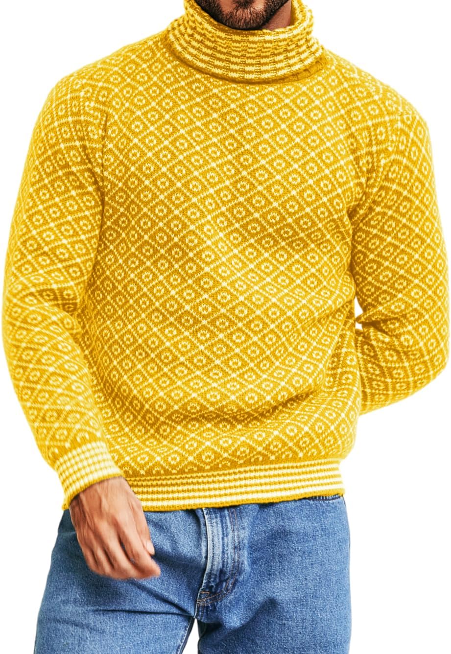 Turtleneck Sweater Men,Geometric Vintage Christmas Sweaters,Casual Work Going Out Outfits