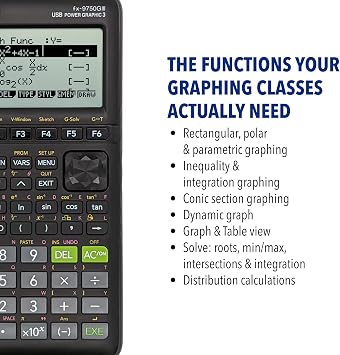 Casio fx-9750GIII Graphing Calculator, Python Programming, Black | Natural textbook display with Python programming; ideal for exams, STEM & advanced math