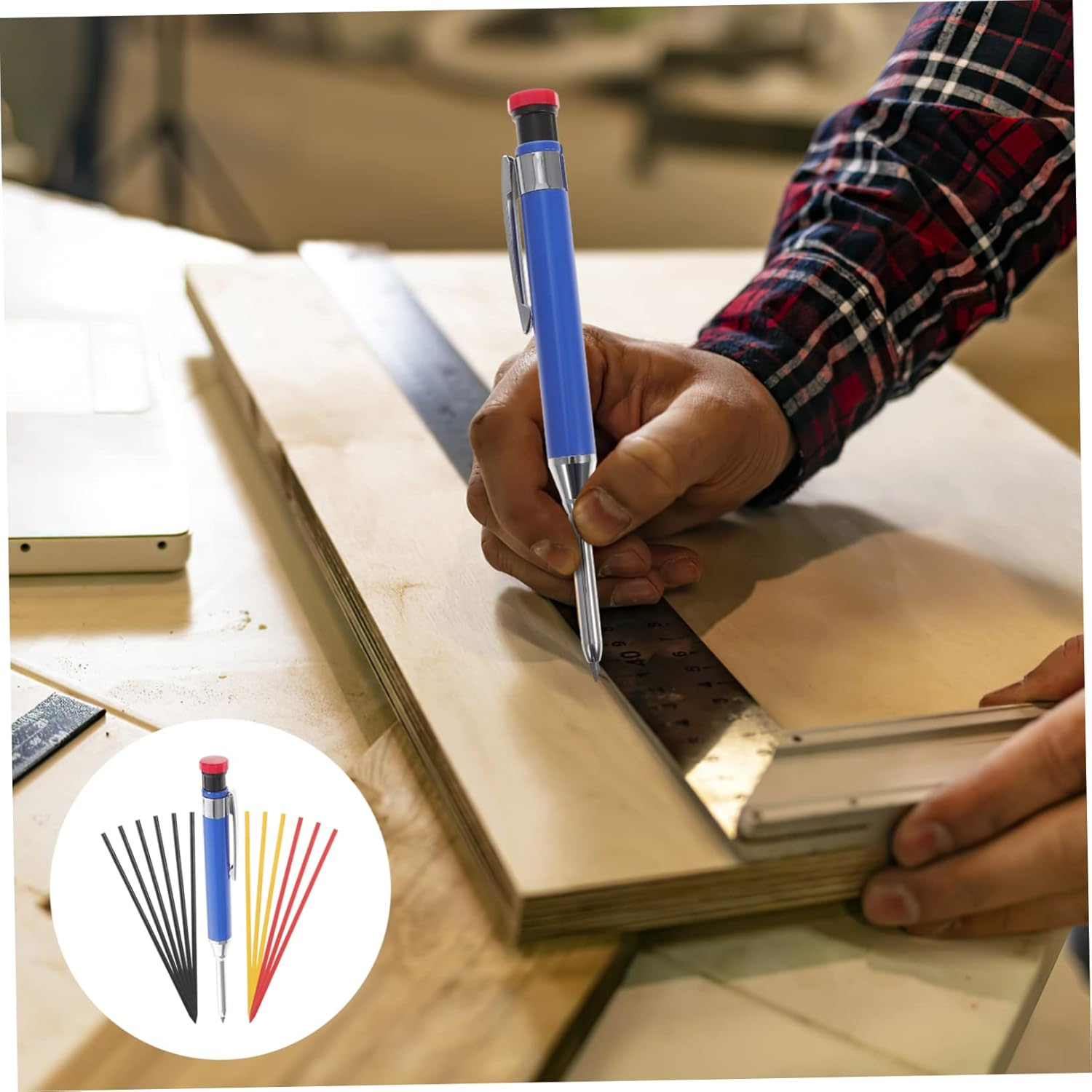 Uonlytech 2sets Carpenter Pencils Refills Kit Solid Construction Tools Woodworker Pencil