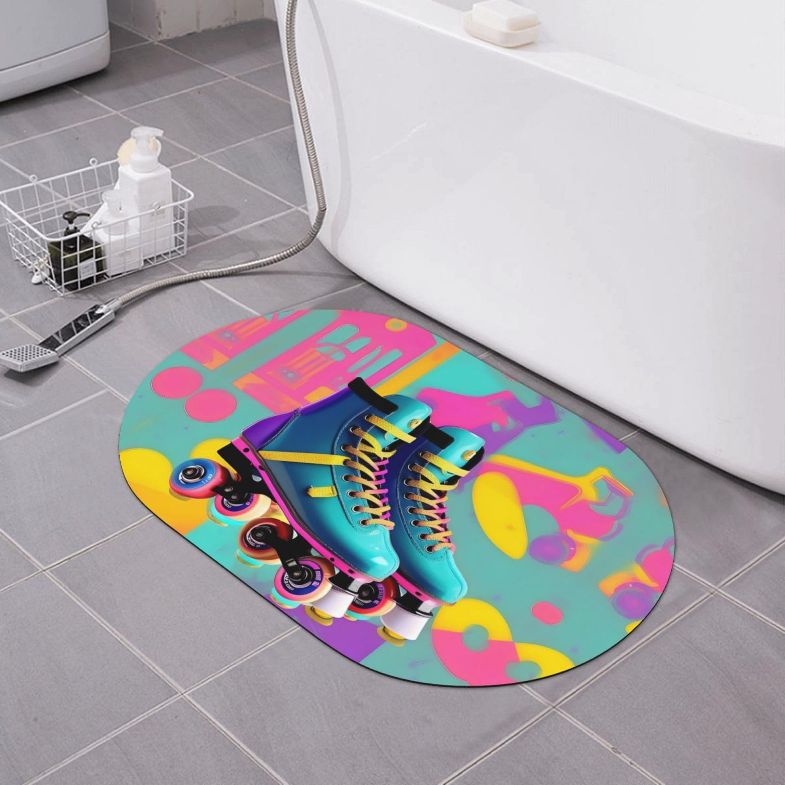 Tapis de bain rétro coloré absorbant et facile à nettoyer pour la maison