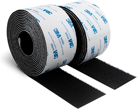 3M Hook and Loop Self Adhesive Tape 2 x 20Ft 9448A Sticky Back Interlocking Nylon Fabric Fastener Heavy Duty Adhesion Strip Tape Black9448AG